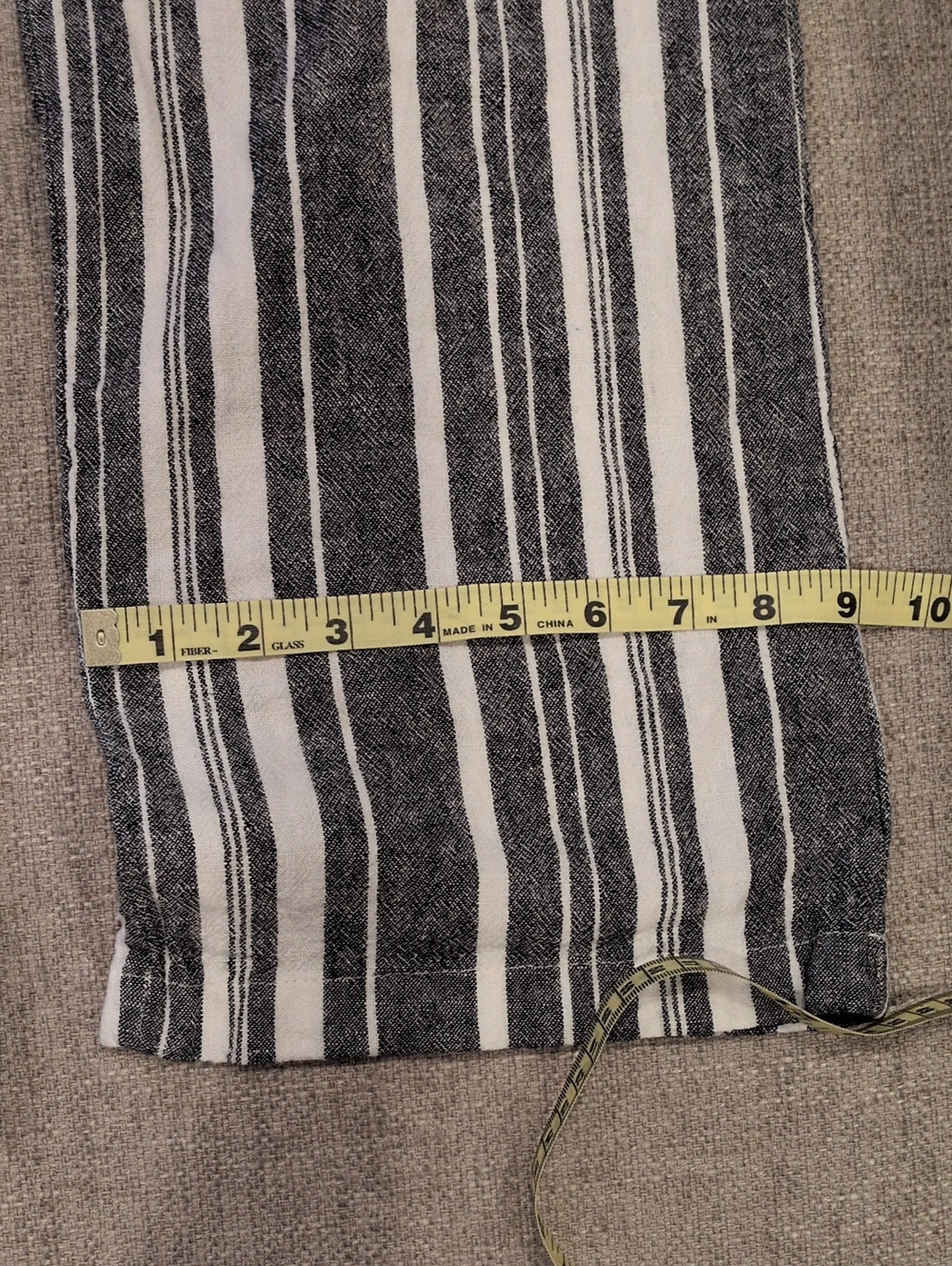 Ellen Tracy Charcy Gray & White Vertical Stripe Linen Blend Pant Large - Picture 9 of 11
